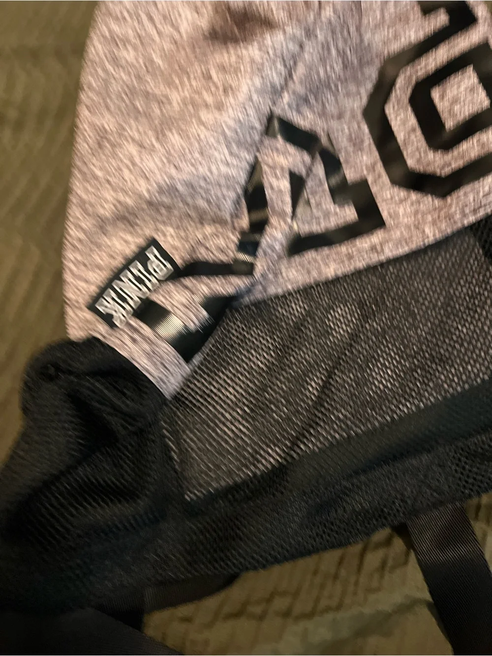 PINK Victoria's Secret Heather Gray & Black Mesh Logo Tote